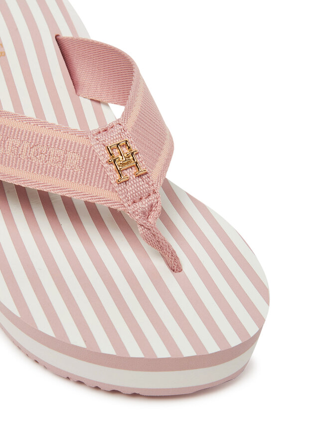 Tommy Hilfiger Zehentrenner Tommy Hilfiger Th Stripes Wedge Beach Sandal FW0FW08521 Rosa