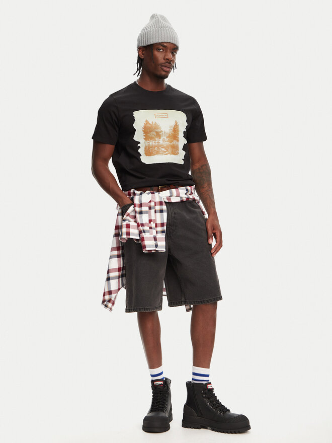 Hunter Hunter Majica Duart Graphic HARM0033251 Črna Regular Fit
