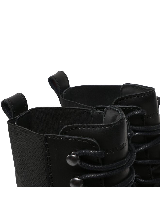 Tommy Hilfiger Schnürstiefeletten Tommy Hilfiger Premium Casual Chunky Lth Boot FM0FM04187 Schwarz