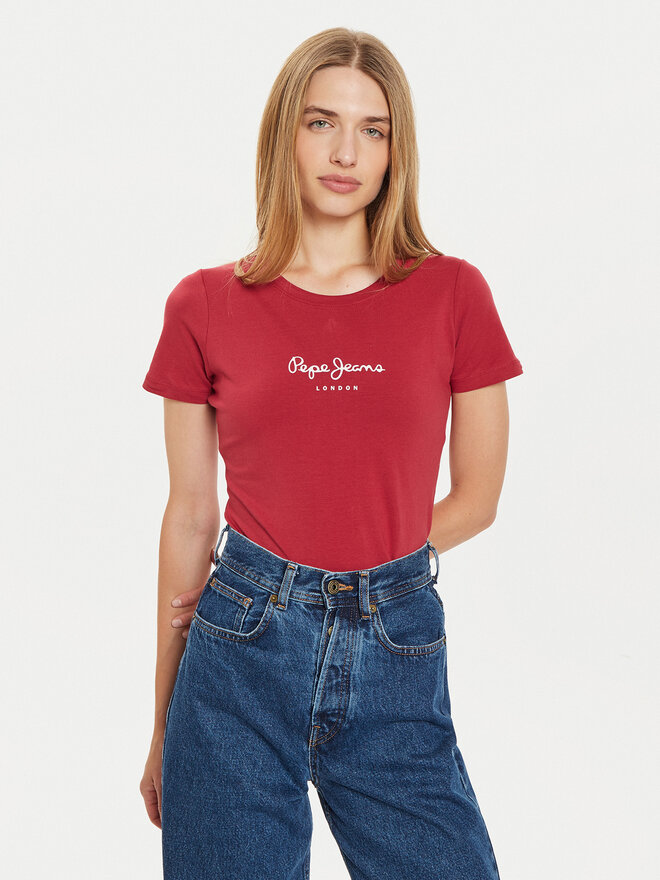 Pepe Jeans Pepe Jeans Póló New Virginia PL505202 Piros Slim Fit