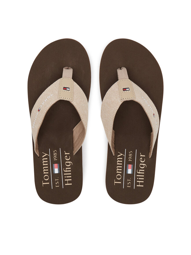 Tommy Hilfiger Flip-flops Tommy Hilfiger Chambray Beach Sandal FM0FM05570 Bézs