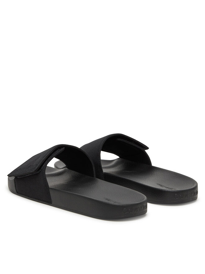 Calvin Klein Şlapi Calvin Klein Adj Pool Slide Canvas Logo HM0HM01749 Negru