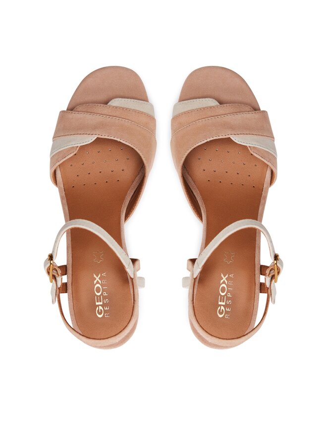 Sandalo Donna Geox New Eraklia 80 - Tacco 8 Cm, In Pelle Scamosciata, Con Sistema Brevettato Di Traspirabilità