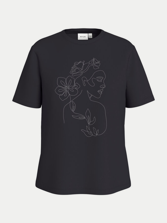 Vila Vila Camiseta Sybil 14108062 Negro Regular Fit