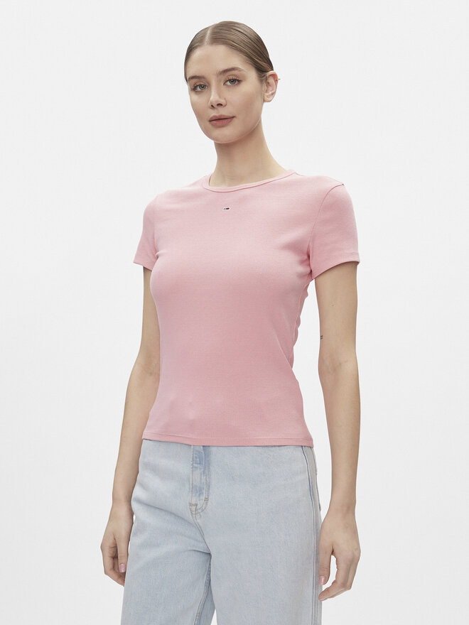 Tommy Jeans Tommy Jeans Marškinėliai Essential DW0DW17383 Rožinė Slim Fit