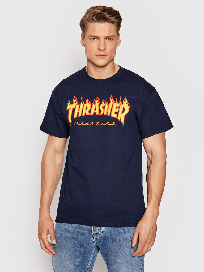 Thrasher Thrasher Majica Flame Mornarsko modra Regular Fit