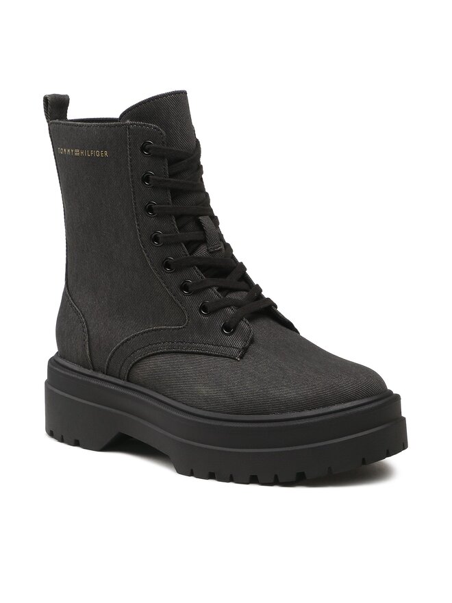 Tommy Hilfiger Botas Tommy Hilfiger Feminine Essential Canvas FW0FW07357 Negro