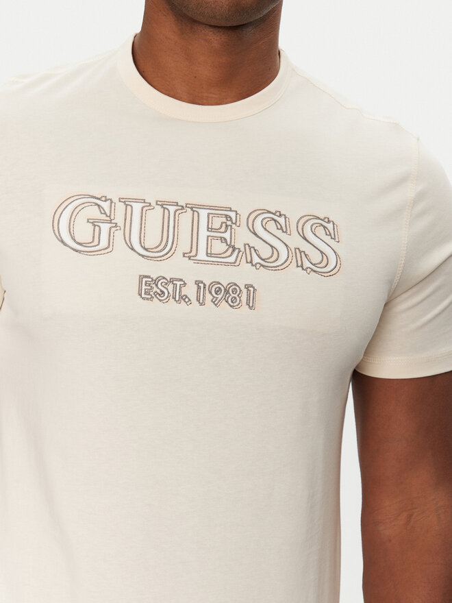 Guess Guess Marškinėliai M5GI07 I3Z14 Écru Slim Fit