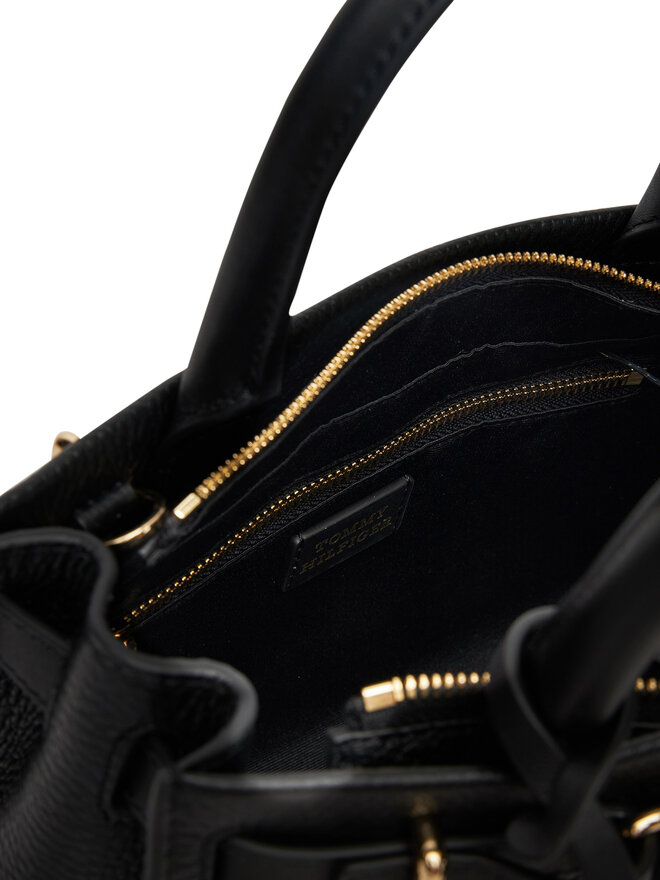 Tommy Hilfiger Geantă Tommy Hilfiger American Icon Mini Tote Leather AW0AW17188 Negru