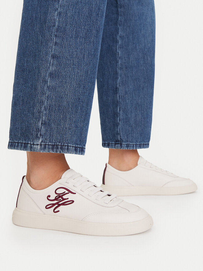 Tommy Hilfiger Sneakers Tommy Hilfiger Th Icon Court Script Premium FW0FW09604 Creme