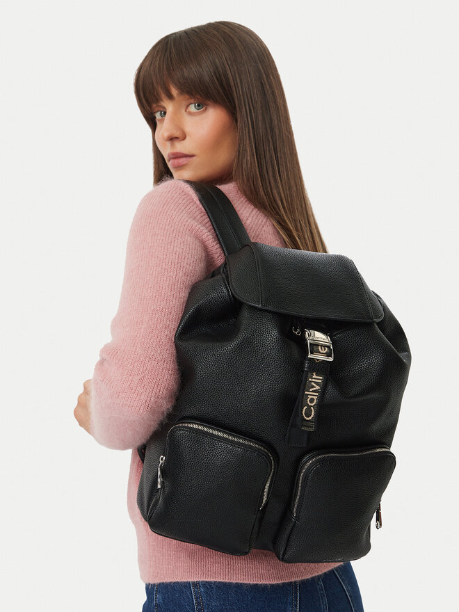 Calvin Klein Rucksack Calvin Klein Weebbing Strap Flap Backpack LV04F3645G Schwarz