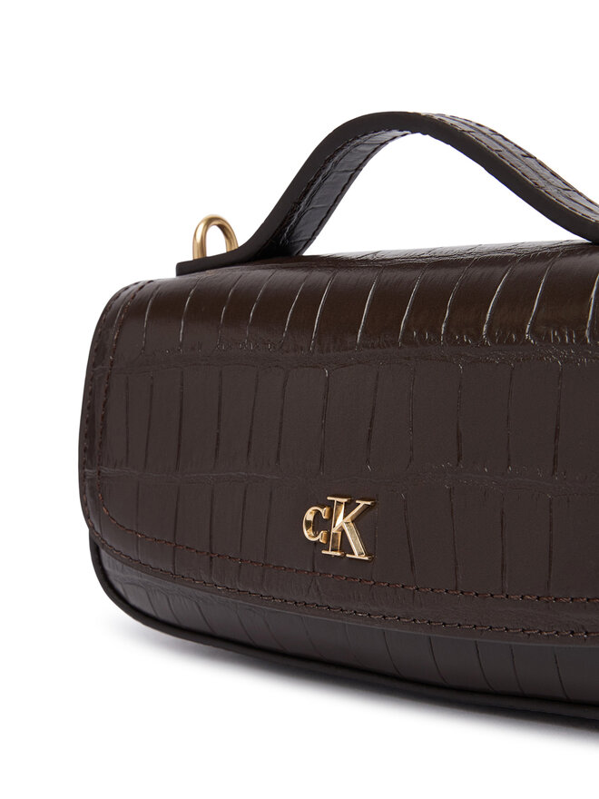 Calvin Klein Handtasche Calvin Klein Ck Croc Top Handle Bag LV04F3903G Dunkelbraun