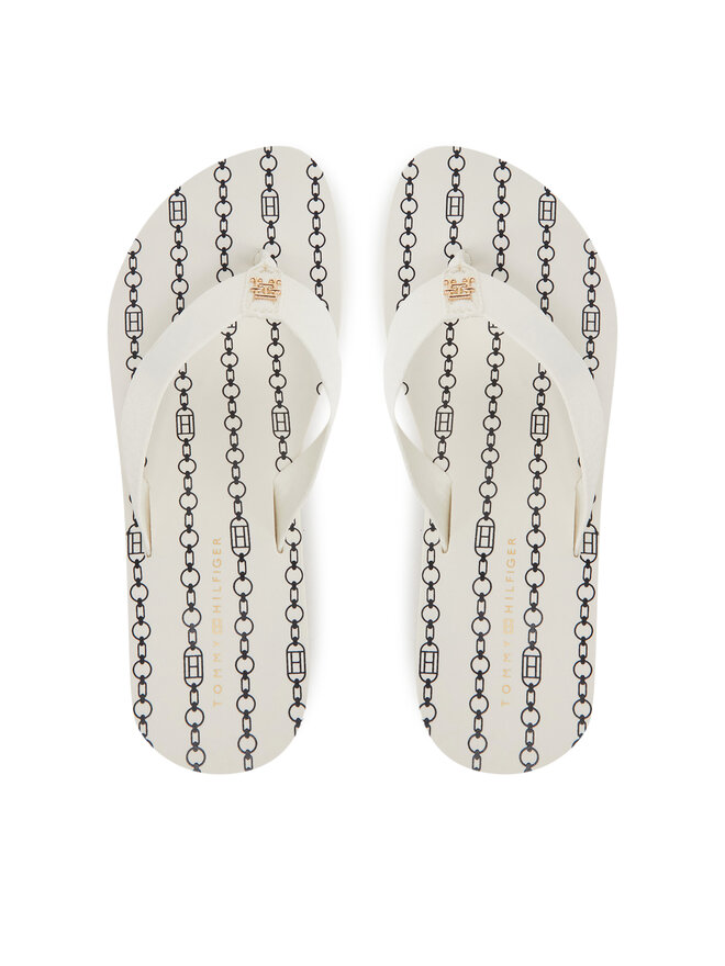 Tommy Hilfiger Žabky Tommy Hilfiger Im Th Chainprint Midwedge Sandal FW0FW08527 Bílá