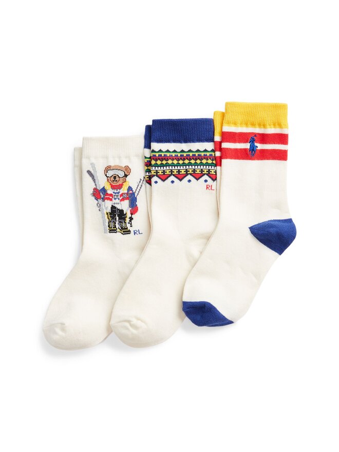 Polo Ralph Lauren Комплект 3 чифта дълги чорапи детски Polo Ralph Lauren 443896742001 Бежов