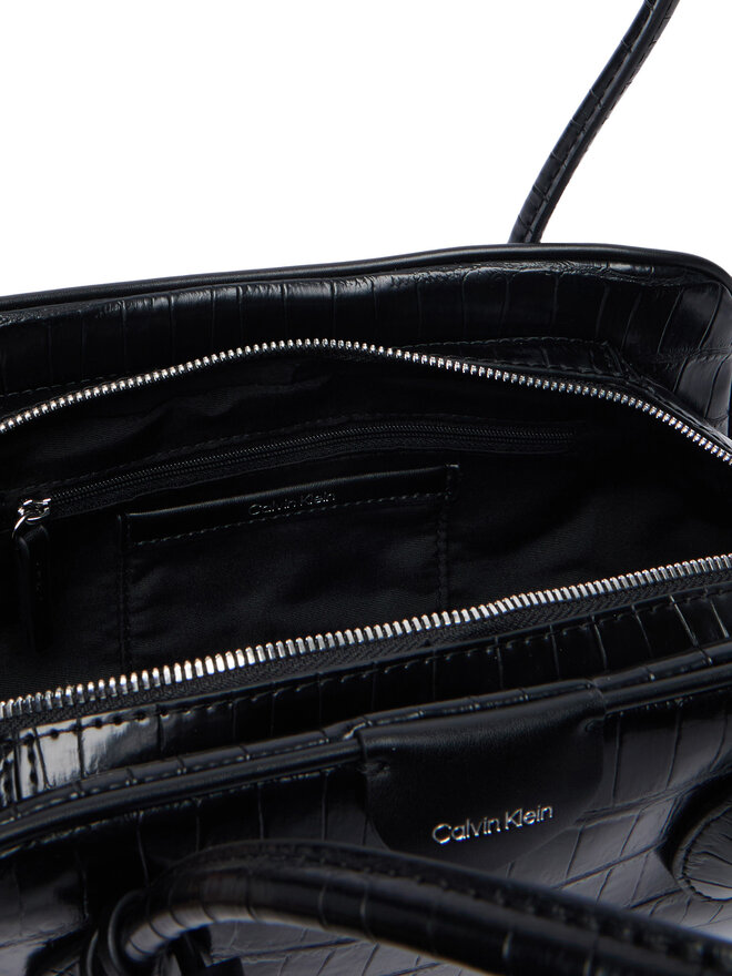 Calvin Klein Handtasche Calvin Klein Emblem Trio Croco Shoulder Bag LV04F3780G Schwarz