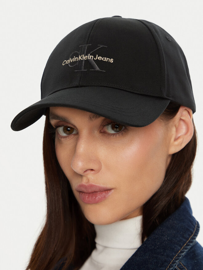 Calvin Klein Kapa s šiltom Calvin Klein Mono Logo Embro K60K612317 Črna