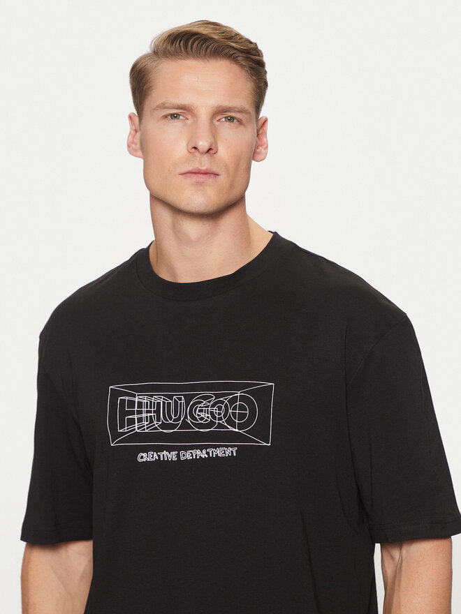 HUGO HUGO T-Shirt Nufrancos 50532095 Μαύρο Regular Fit