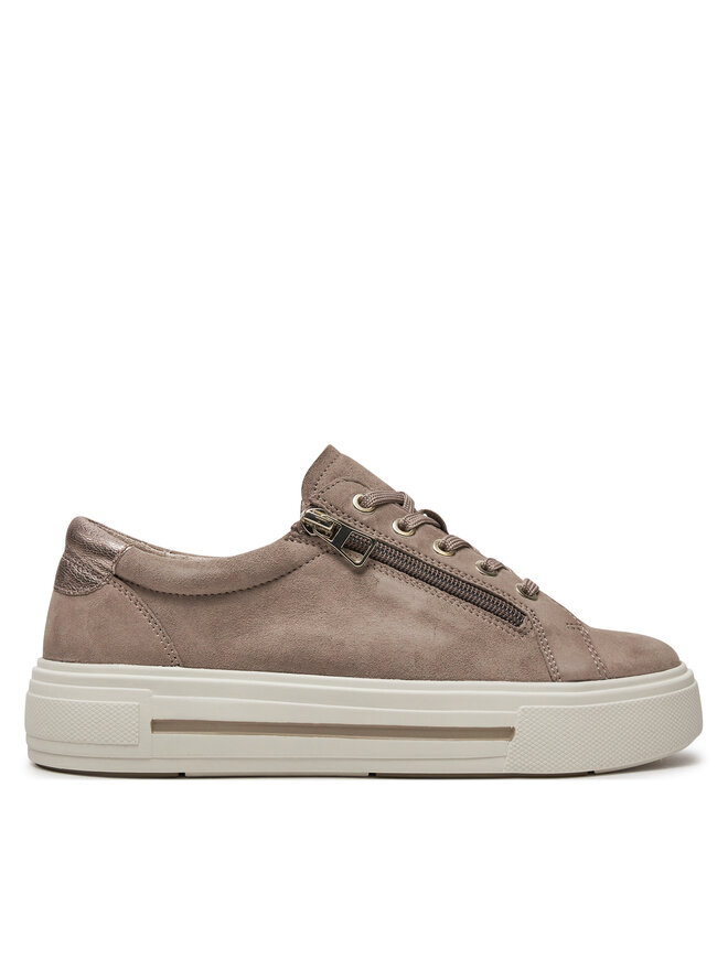 Caprice 9-23351-43 Sneaker Donna In Pelle Con Cerniera - Tecnologia Airmotion - Larghezza G (Normale) - Beige/Blu