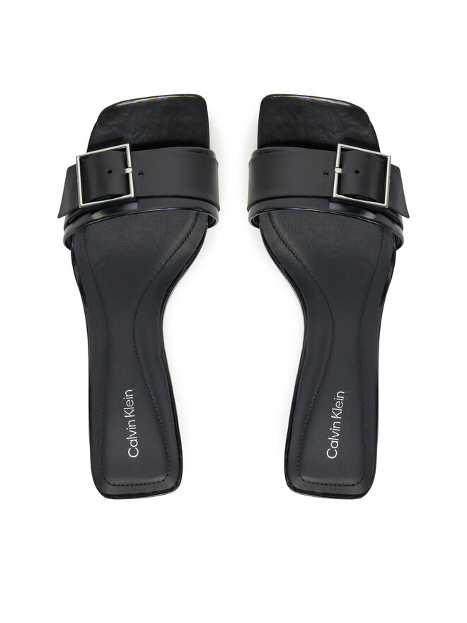 Calvin Klein Šľapky Calvin Klein Heel Mule 50 W/Buckle - Lth HW0HW02478 Čierna