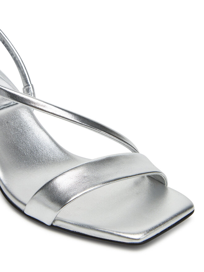 Calvin Klein Sandały Calvin Klein Heel Sandal 50 Squared Metallic HW0HW02560 Srebrny