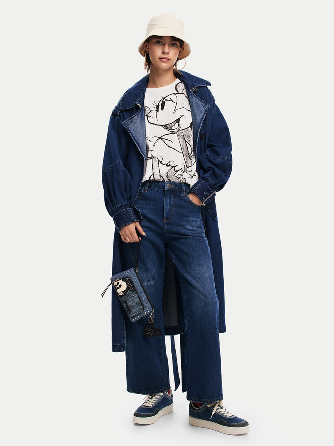 Desigual Desigual Marškinėliai Mickey Drawing 24WWTKA1 Écru Regular Fit