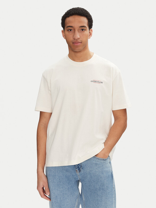Guess Jeans Guess Jeans Camiseta M4BI75 K8FQ4 Écru Overshirt Fit