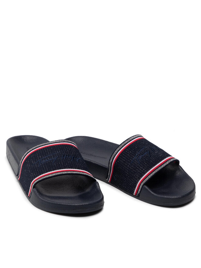 Tommy Hilfiger Чехли Tommy Hilfiger Essential Shiny Knit Pool Slide FW0FW06311 Тъмносин