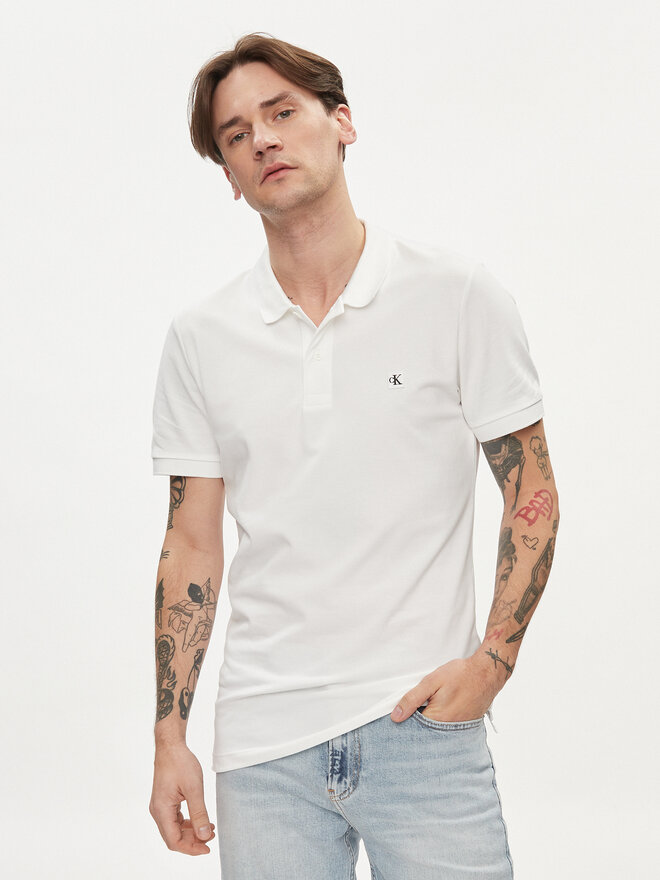 Calvin Klein Jeans Calvin Klein Jeans Polo marškinėliai Embro Badge J30J325269 Balta Slim Fit