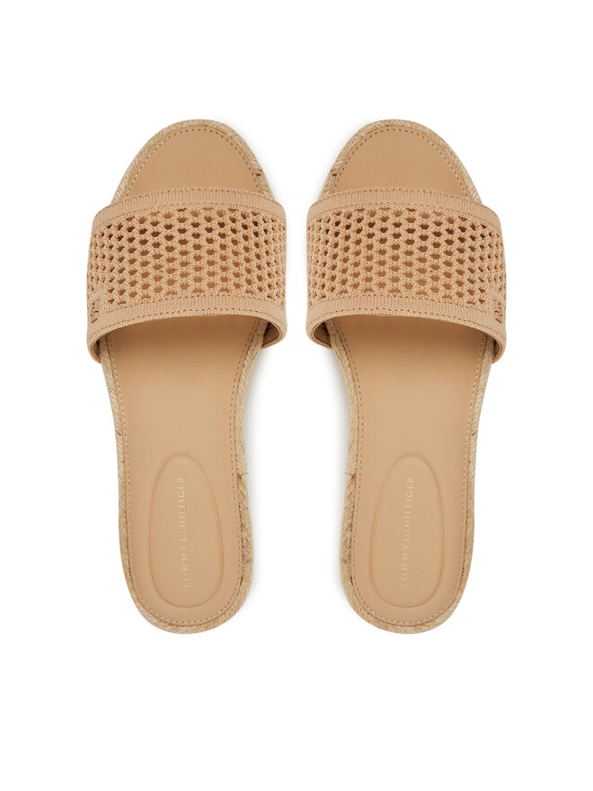 Tommy Hilfiger Espadryle Tommy Hilfiger Knit Mesh Espadrille Flat Sandal FW0FW08744 Beżowy