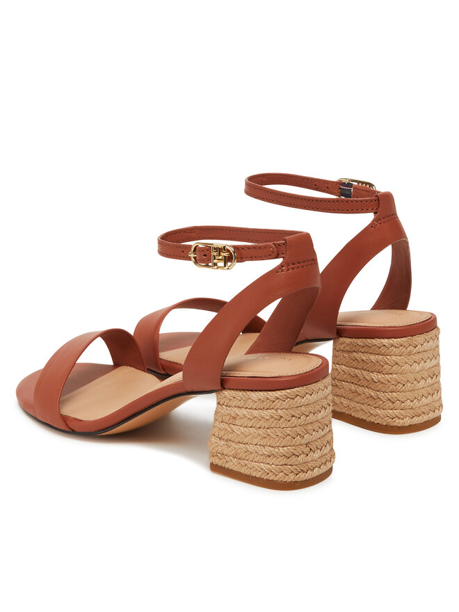 Tommy Hilfiger Espadrile Tommy Hilfiger Leather Ankle Strap Espad Sandal FW0FW08533 Rjava