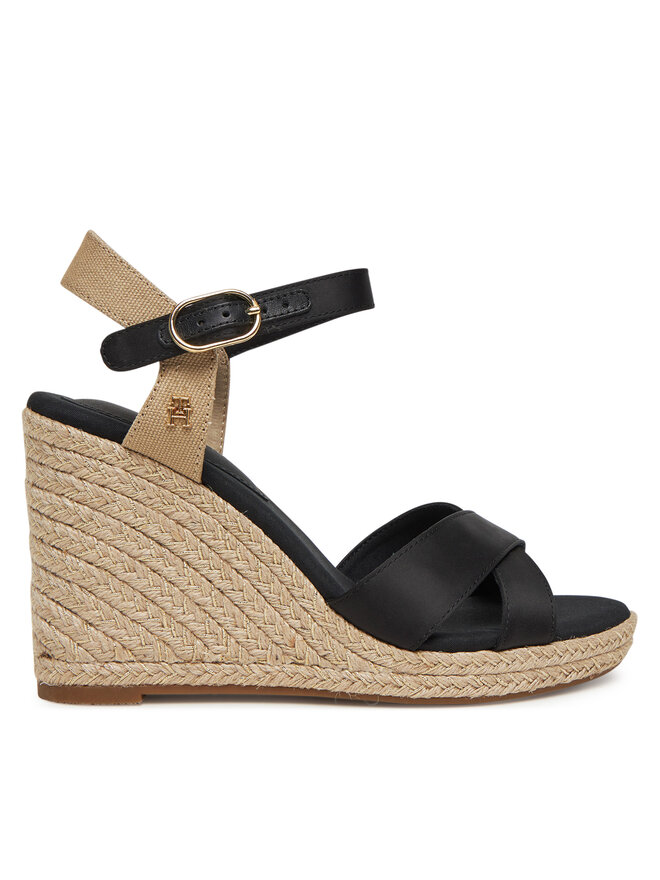 Tommy Hilfiger Espadryle Tommy Hilfiger Satin High Wedge Espadrille FW0FW08602 Czarny