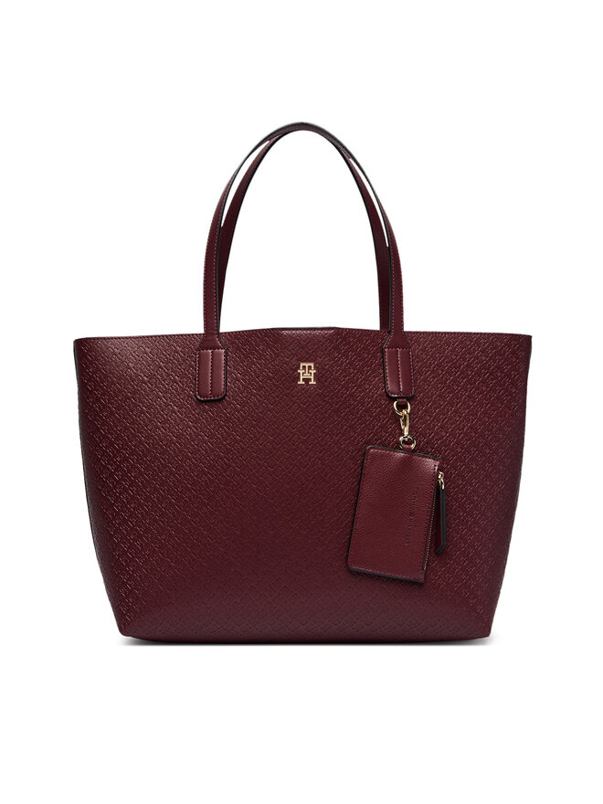 Tommy Hilfiger Handtasche Tommy Hilfiger Th Icon Tote Mono AW0AW19004 Dunkelrot