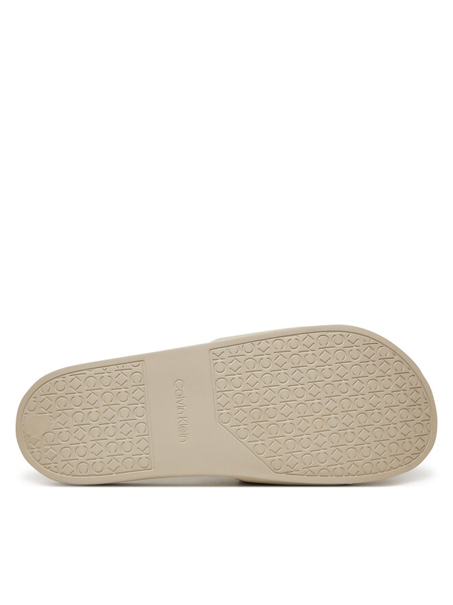 Calvin Klein Natikače Calvin Klein Pool Slide W/ Ck Square HM0HM01754 Écru