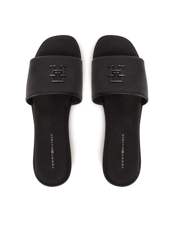 Tommy Hilfiger Šľapky Tommy Hilfiger Th Logo Hardware Leather Mule FW0FW08806 Čierna