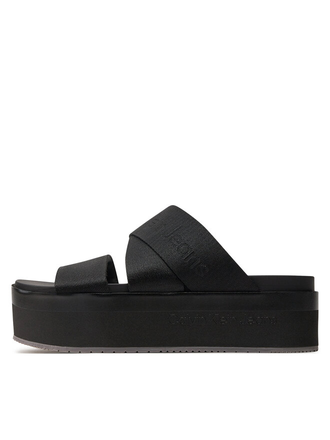 Calvin Klein Jeans Şlapi Calvin Klein Jeans Flatform Sandal Webbing In Mr YW0YW01361 Negru