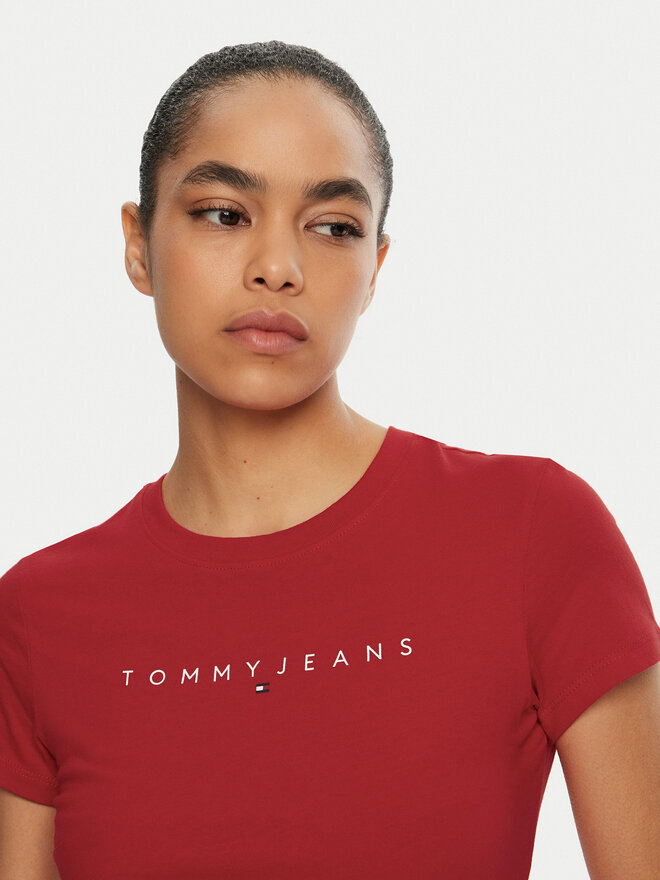 Tommy Jeans Tommy Jeans Marškinėliai Linear DW0DW18398 Raudona Slim Fit