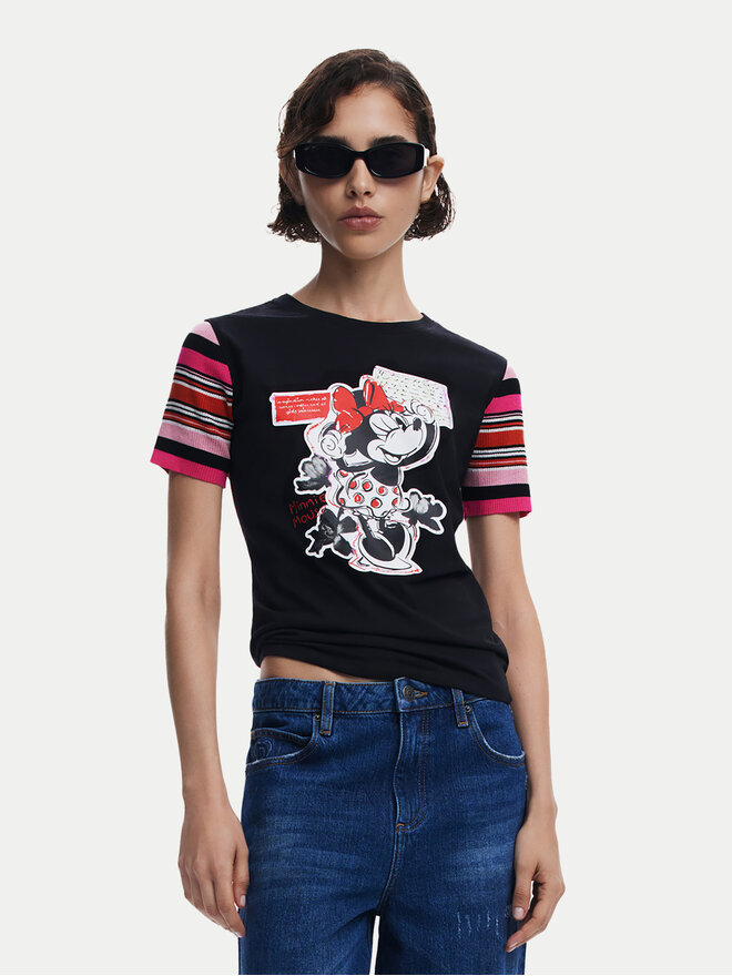 Desigual Desigual Camiseta Minnie 25SWTK39 Negro Slim Fit