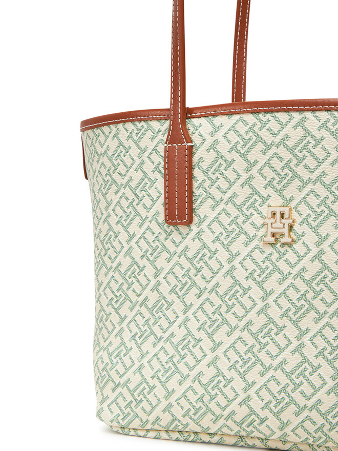 Tommy Hilfiger Bolso Tommy Hilfiger Th Monoplay Leather Mini Tote AW0AW17415 Verde