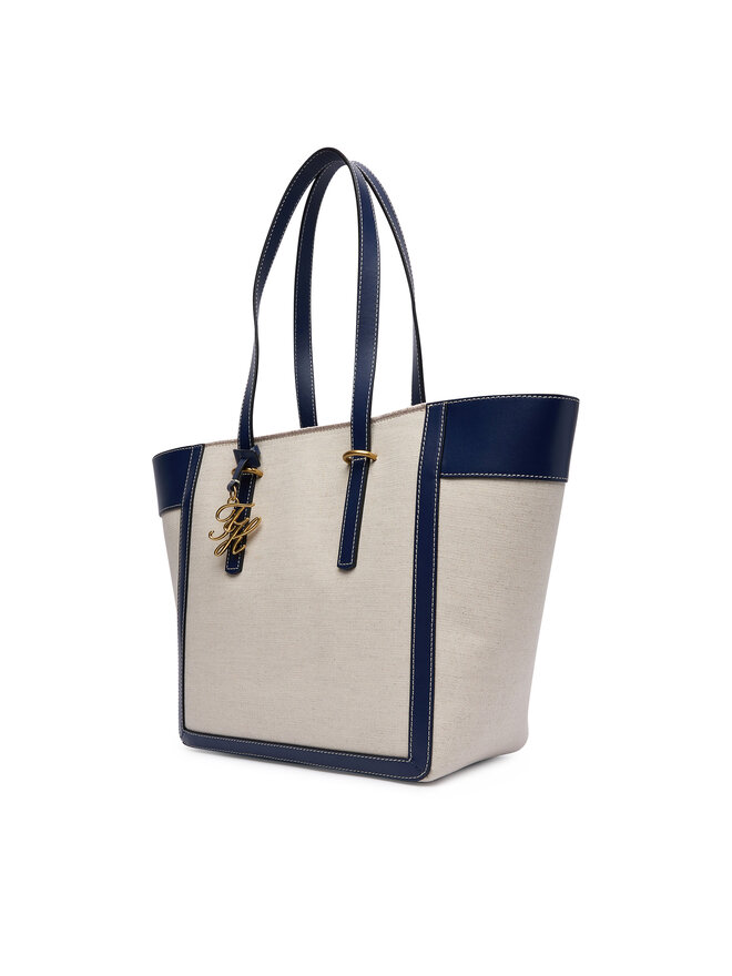 Tommy Hilfiger Handtasche Tommy Hilfiger Th Script Tote Canvas AW0AW18829 Creme