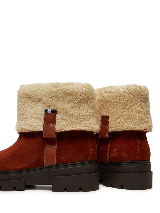 Tommy Hilfiger Ботильйони Tommy Hilfiger Faux Fur Suede Roll-Down Boot FW0FW08158 Коричневий