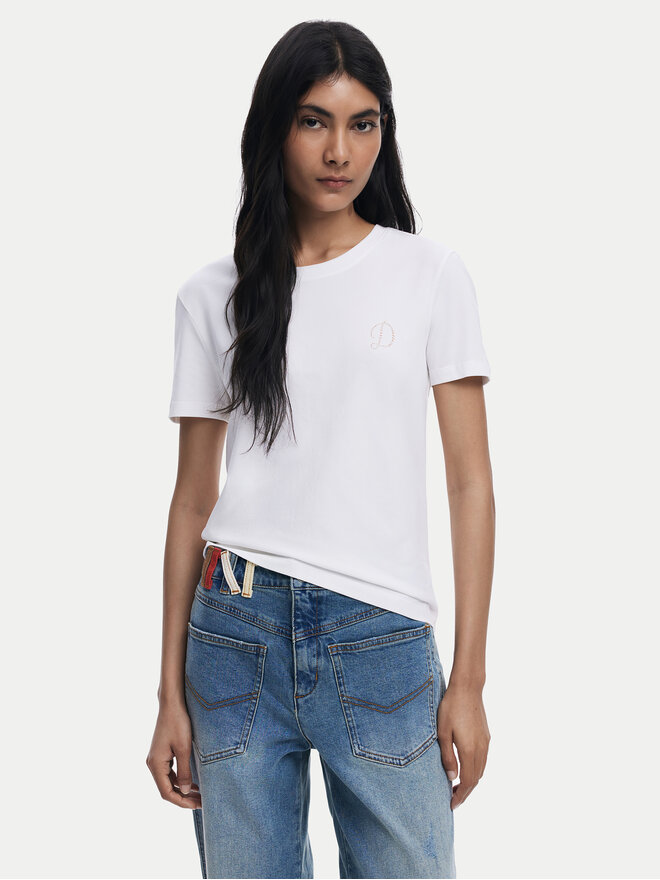 Desigual Desigual Camiseta Amber 25WWTK07 Blanco Regular Fit