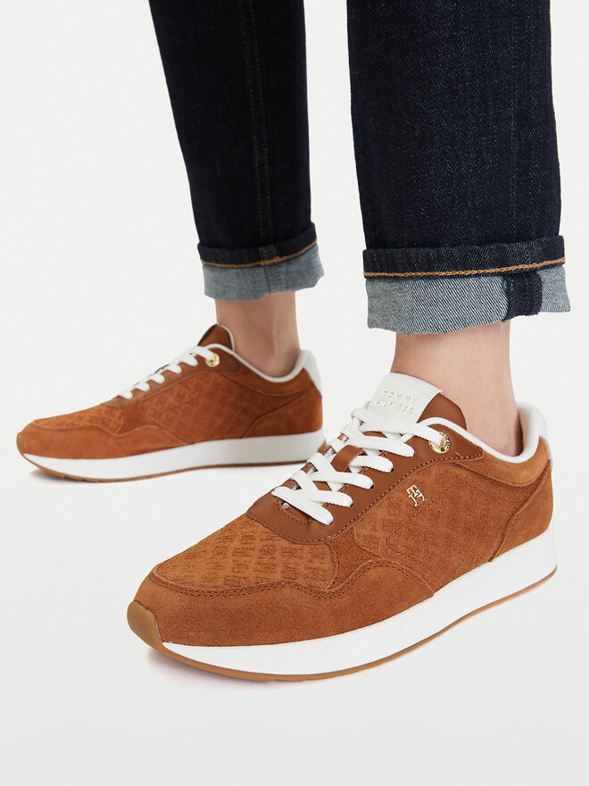 Tommy Hilfiger Sneakers Tommy Hilfiger Th Runner Suede Monogram FW0FW09620 Braun