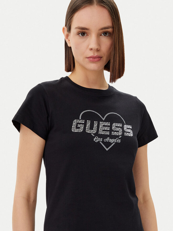 Guess Guess Marškinėliai V5GI10 K9RM1 Juoda Regular Fit