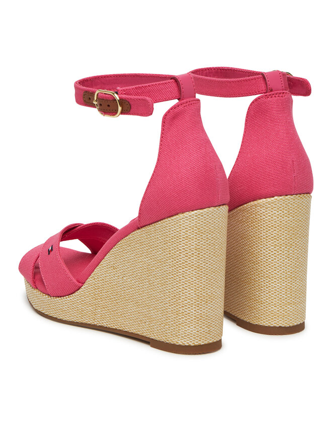Tommy Hilfiger Sandały Tommy Hilfiger Flag High Wedge Espad Crisscross FW0FW08661 Różowy