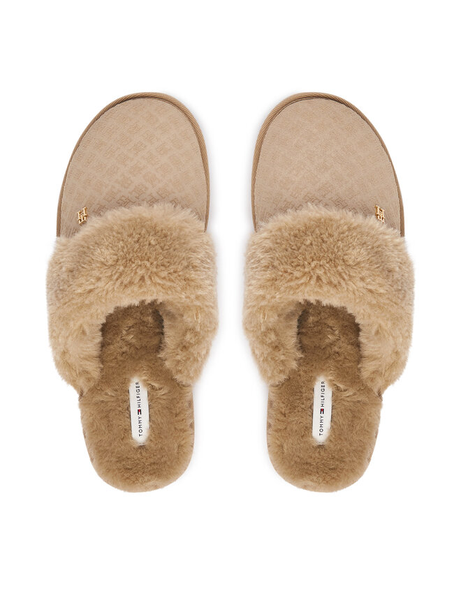 Tommy Hilfiger Hausschuhe Tommy Hilfiger Th Premium Shearling Shoes FW0FW09947 Beige