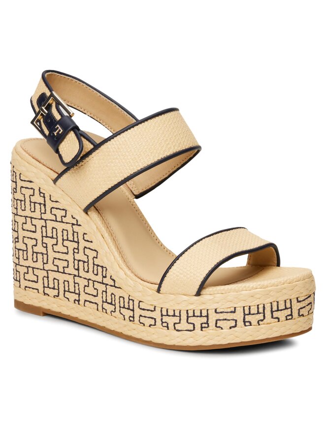 Tommy Hilfiger Sandalias Tommy Hilfiger Platform Th Mono Rafia Wedge FW0FW08052 Beis