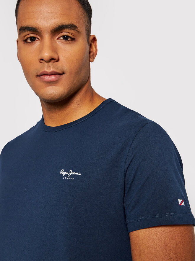 Pepe Jeans Pepe Jeans Marškinėliai Original Basic 3 N PM508212 Tamsiai mėlyna Slim Fit