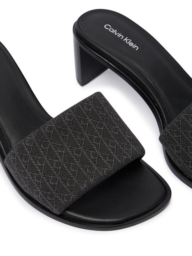 Calvin Klein Pantoletten Calvin Klein Block Heel Sandal Aop HW0HW03016 Schwarz