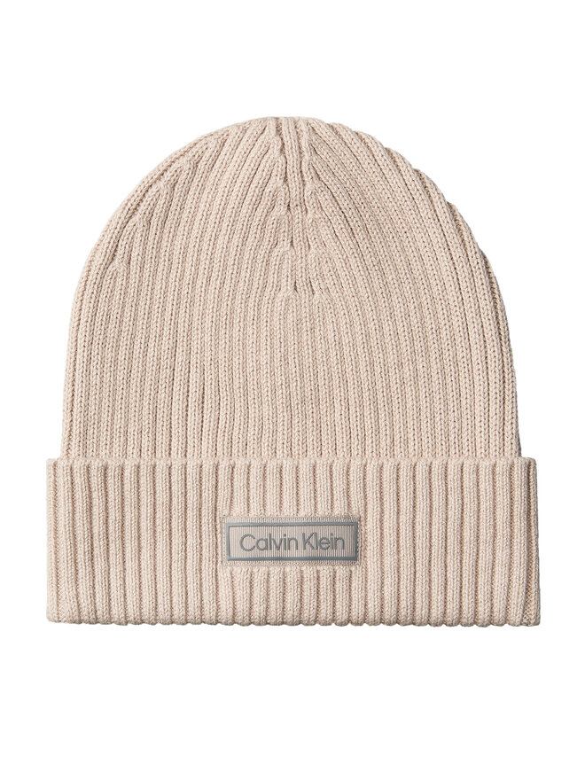 Calvin Klein Σκούφος Calvin Klein Patch Chunky Rib Cotton Beanie LV04D8053G Μπεζ