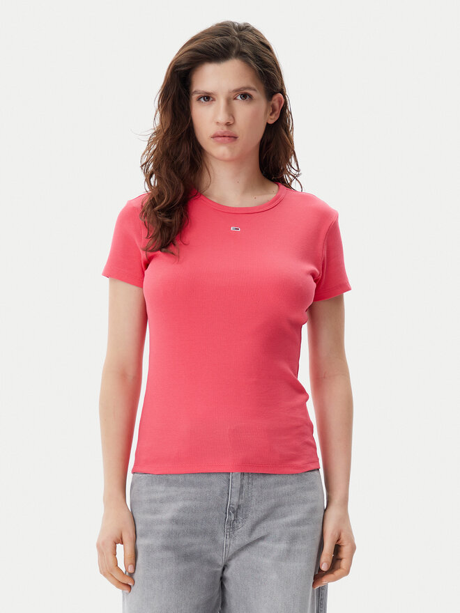 Tommy Jeans Tommy Jeans Marškinėliai Essential DW0DW17383 Rožinė Slim Fit